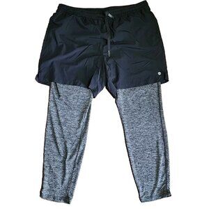 Dip Black Leggings Activewear Womens Size XL Pull On‎ Shorts with Built In Gray